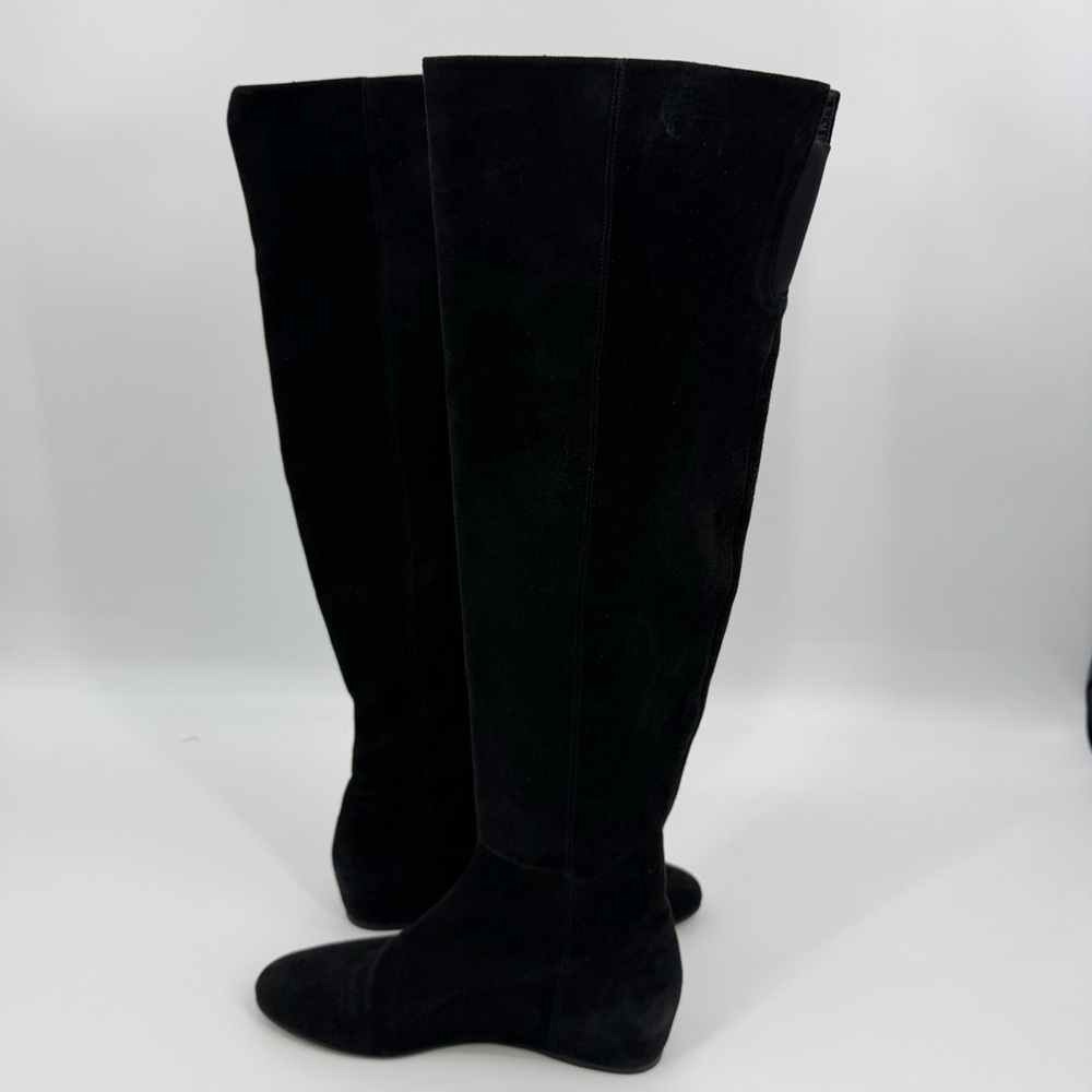 Stuart Weitzman All Suede Over The Knee Black Boots, Size 9 - Picture 5 of 12